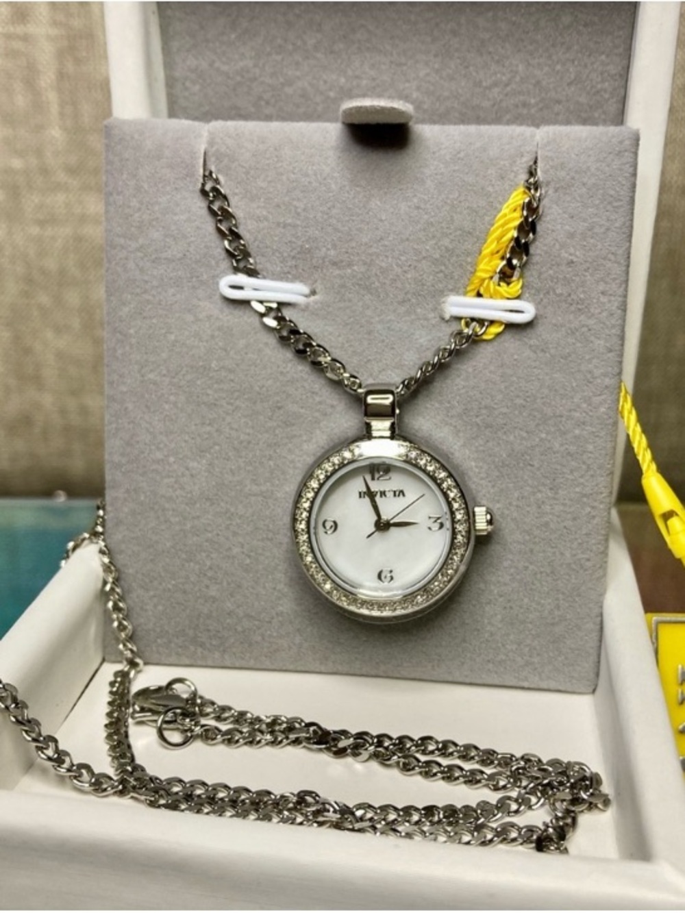 Invicta Watch Necklace w/ Mother of Pearl Dial